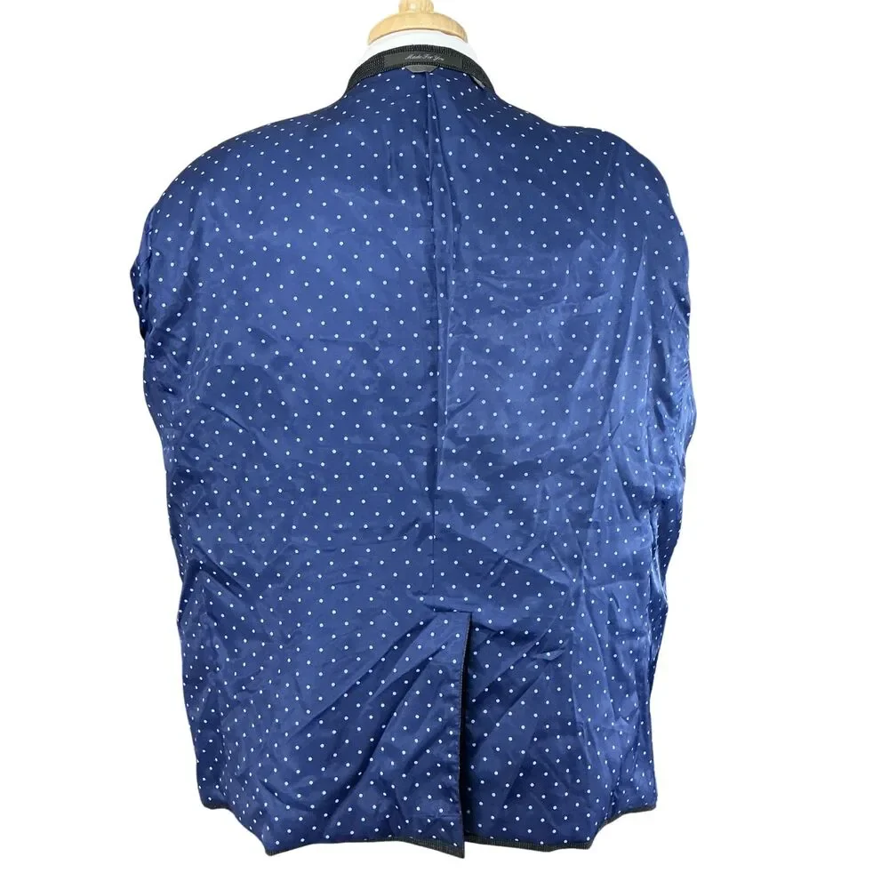 Indochino Blazer 52R Black Speckled Wool Silk Sport Coat Old Money Luxe Jacket